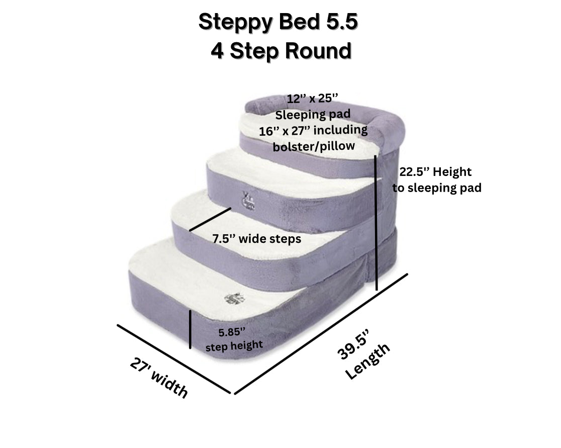 Steppy Bed 5.5- 4 Step Round Steps And Bed for Dogs and Cats