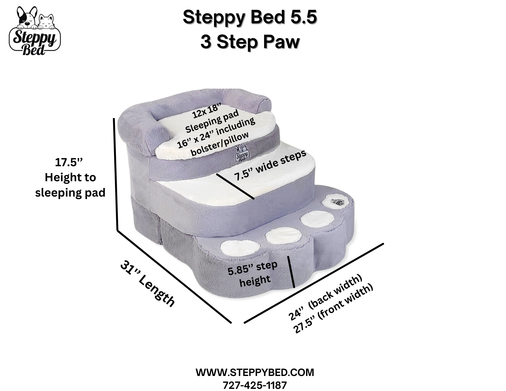 Steppy Bed 5.5 - 3 Step Paw