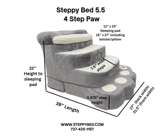 Steppy Bed 5.5- 4 Step Dog Steps - Paw Base