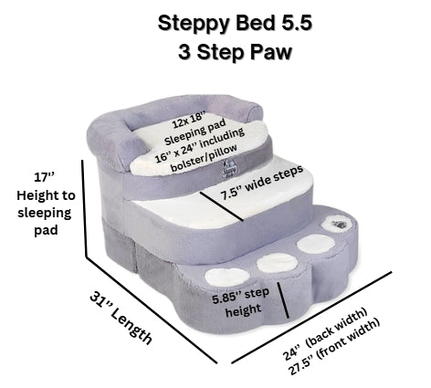 Steppy Bed 5.5 - 3 Step Paw        Steps and Bed for Dogs and Cats